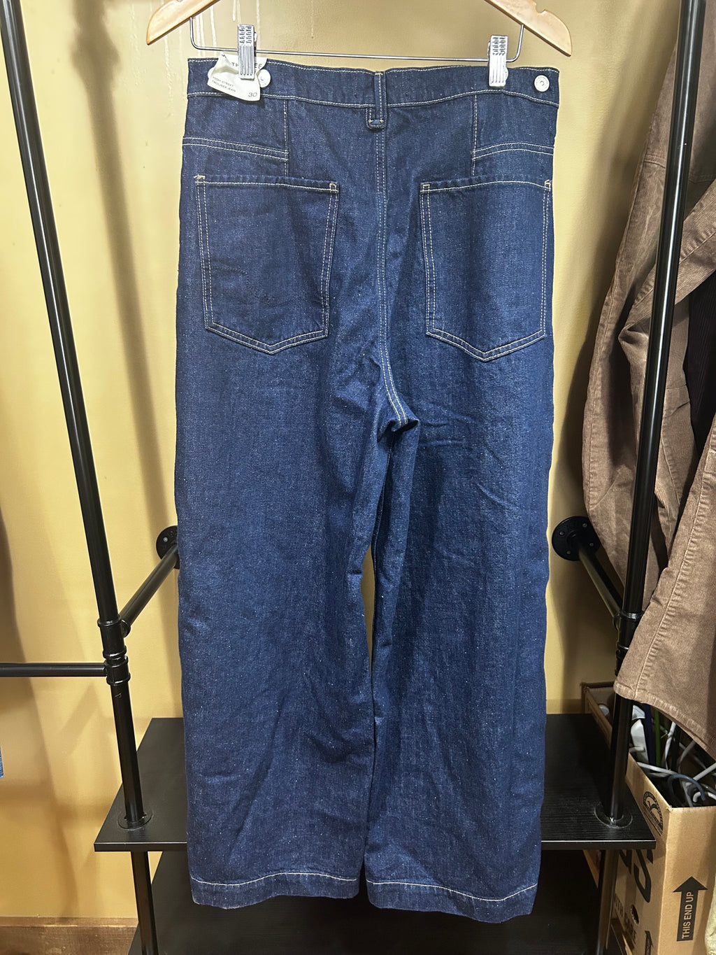 Dark Blue Denim Free People NWT $168 High Rise Trouser Jean, 30