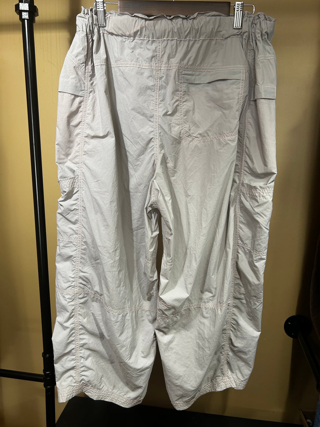 Gray Free People Nylon Cargo Parachute Pants, L