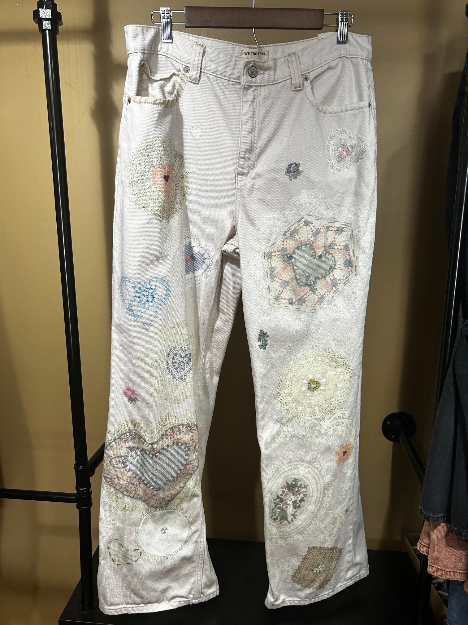Patchwork Free People $168 NWOT  Tinsley Printed Jeans, 31
