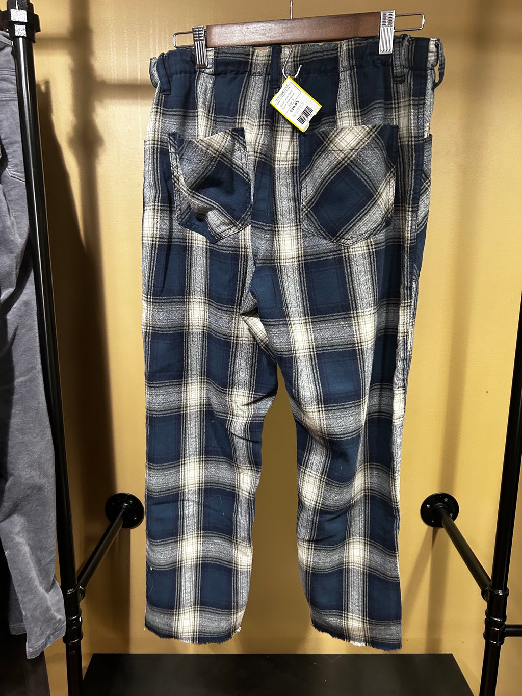 Blue Plaid Free People "Plaid City Slouch" Pants, S