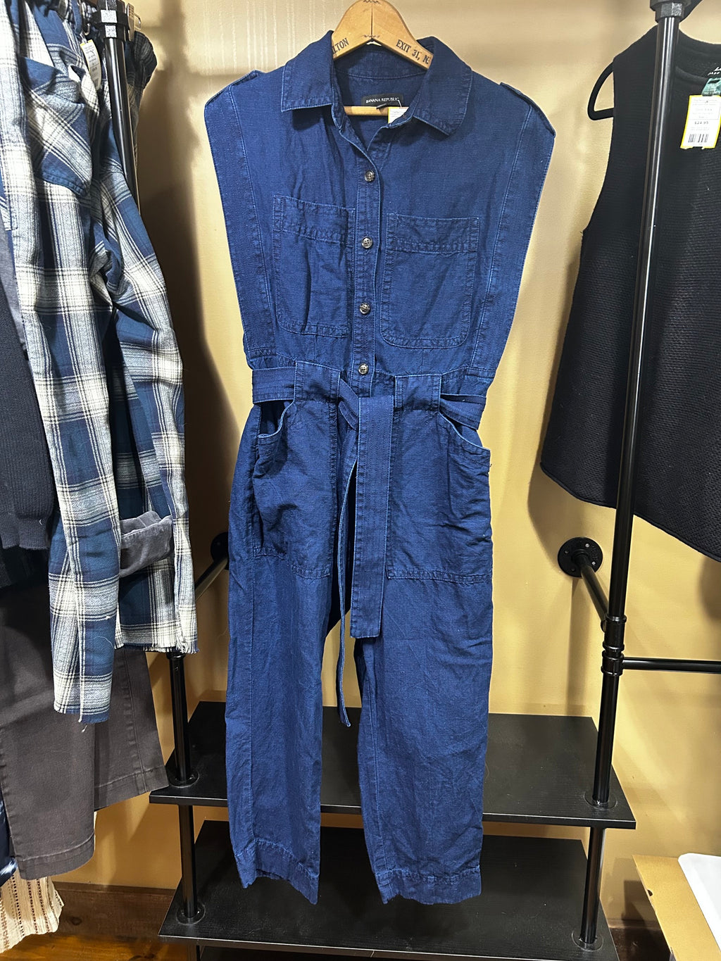 Dark Blue Banana Republic $220 Denim Utility Jumpsuit, XS
