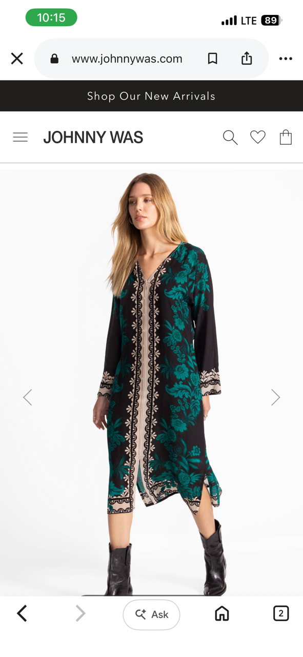 Delphini Johnny Was NEW Silk Dress $428, S