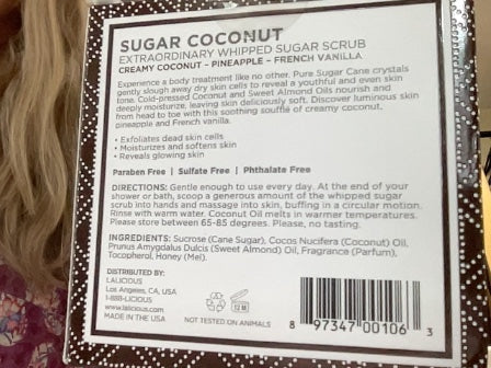 Sugar Coconut LALICIOUS New Sugar Scrub, 16oz