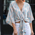 Buddy Love Muse Tie-Front Top – Pink & Blue Snakeskin Print (NWT)